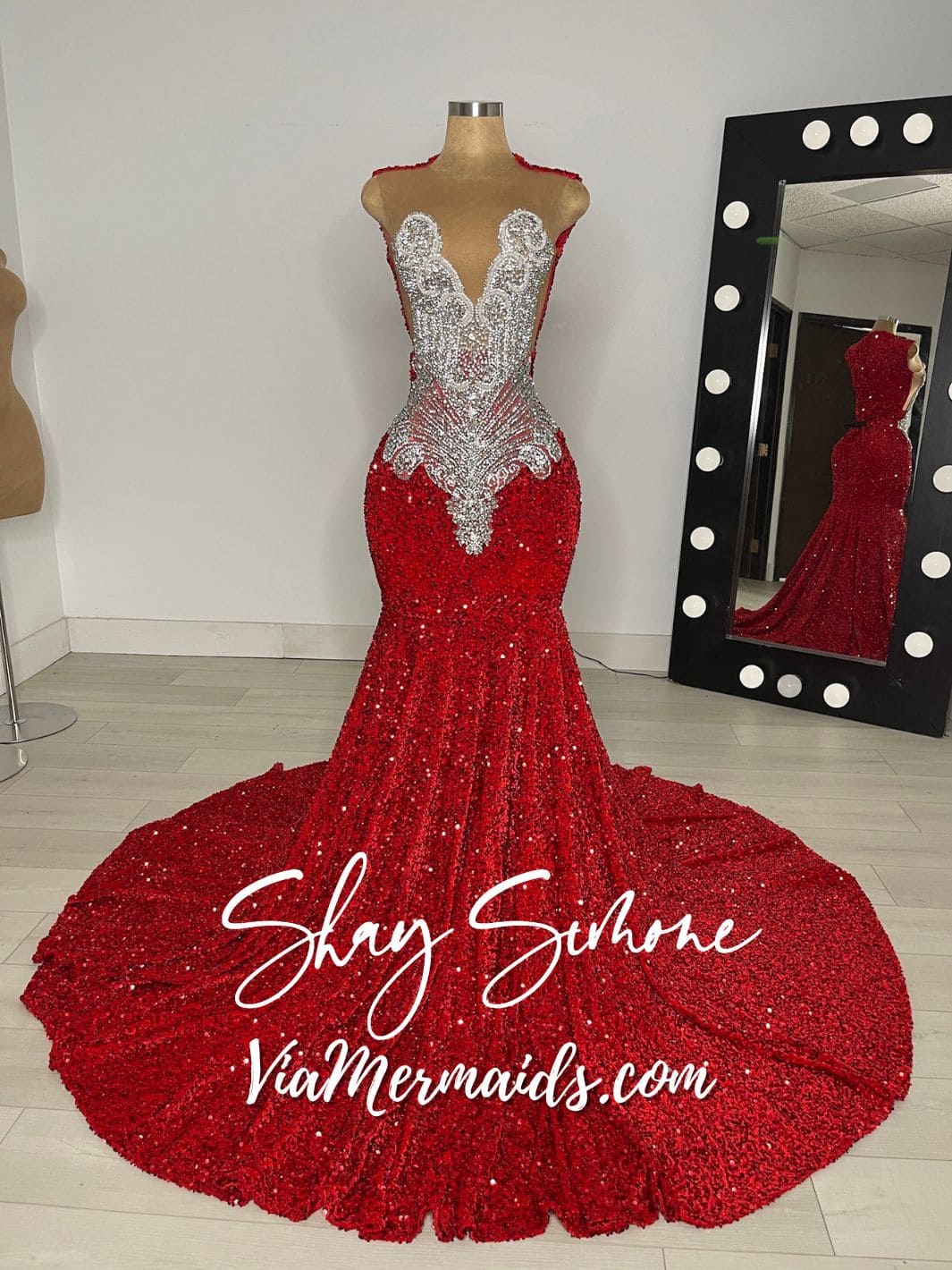 DESTINY - Sequin Prom Dress with Silver Rhinestones