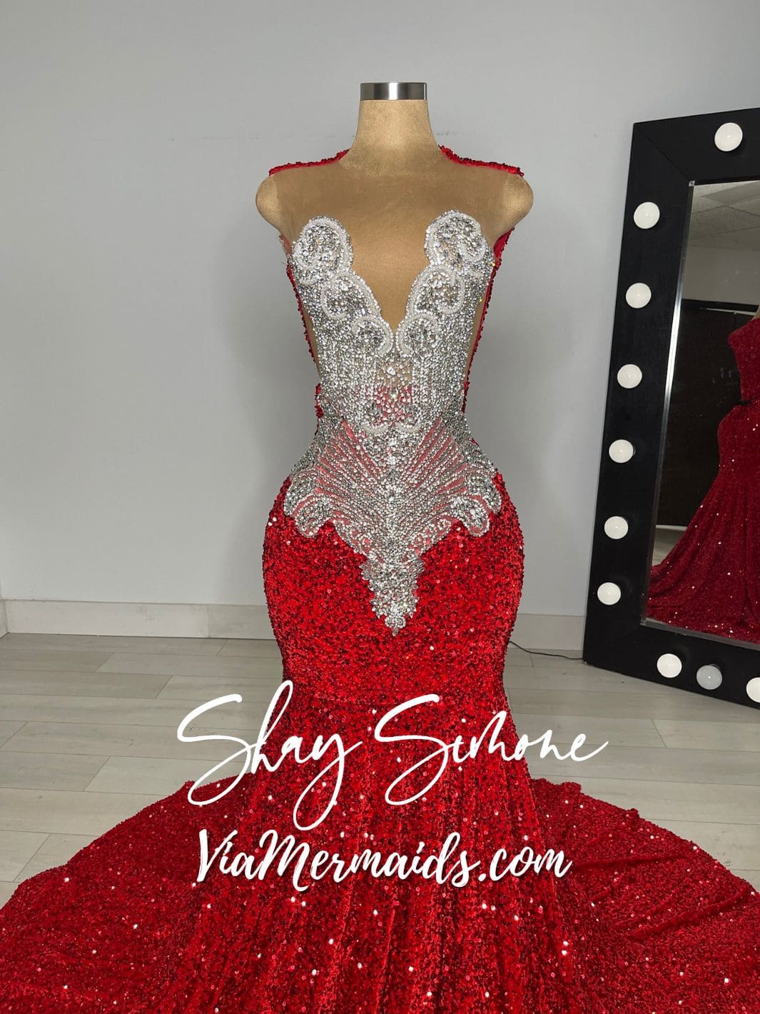 DESTINY - Sequin Prom Dress with Silver Rhinestones
