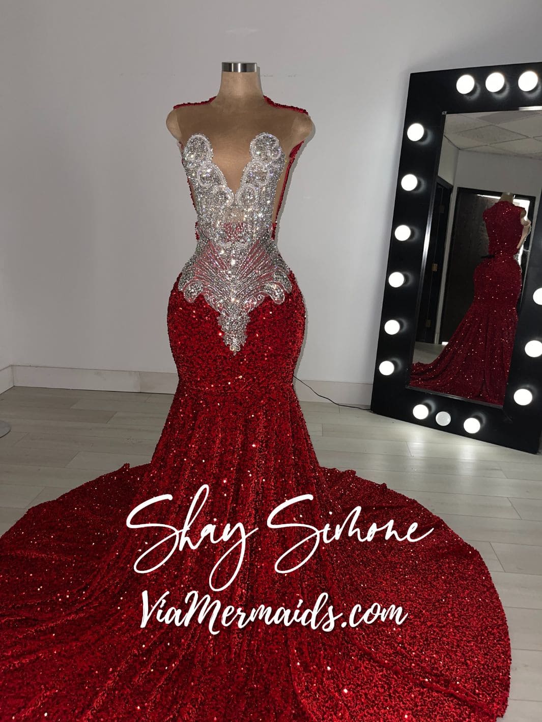 DESTINY - Sequin Prom Dress with Silver Rhinestones