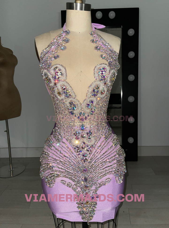 Niya 2.0 Purple Iridescent Rhinestone Dress