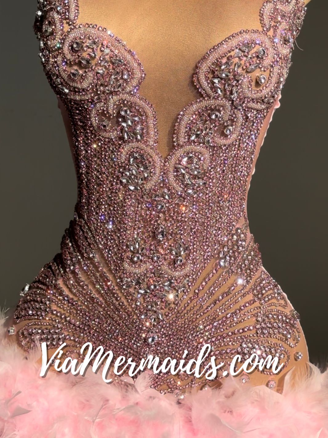 Sitting Pretty Princess - Custom Rhinestone Dress with Feathers