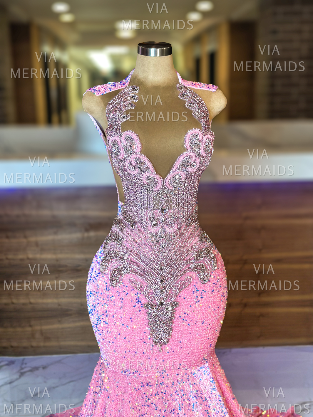 Jayda - Pink Rhinestone Claw Sequin Gown PREORDER -  SHIP ESTIMATED: 05/07