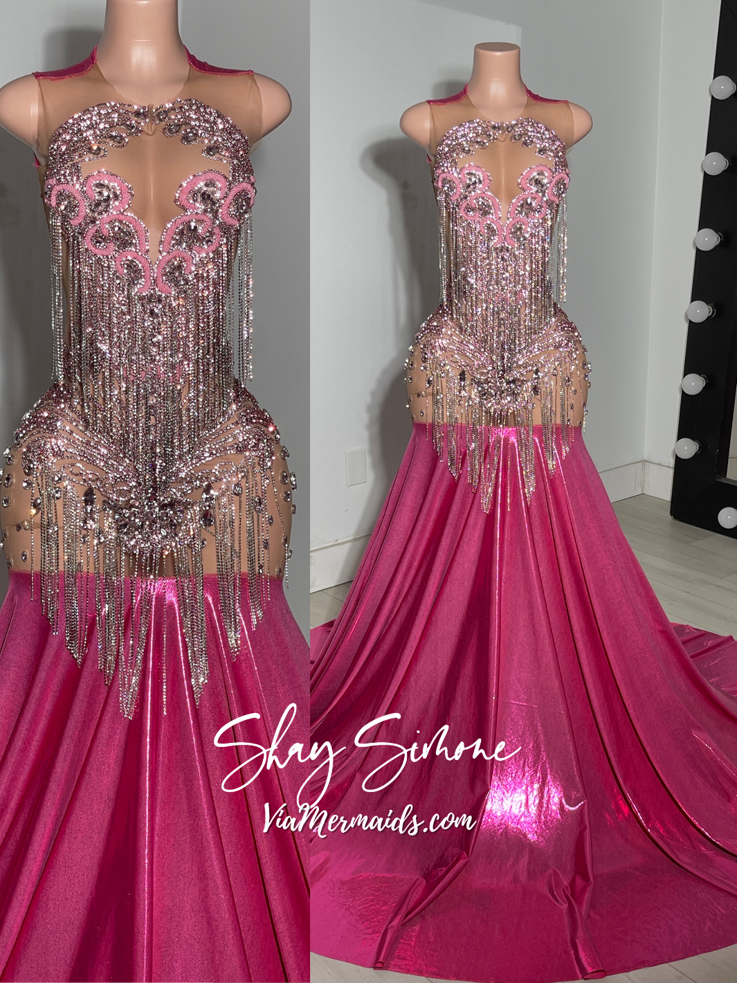 PINK IT GIRL 4.0 FRINGE EVENING GOWN! SHIPMENT DATE: 03/25