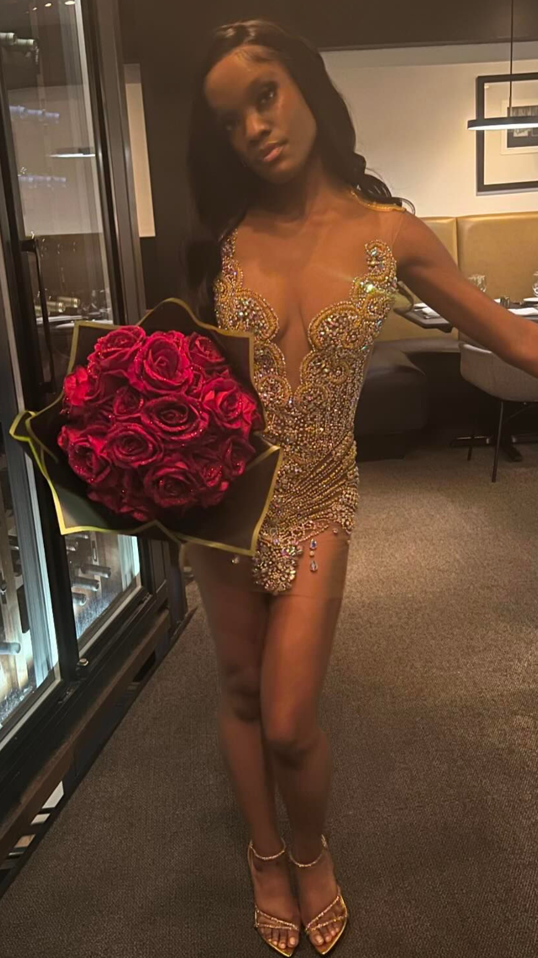 Rumi 2.0 IRIDESCENT Gold Rhinestone Dress – Shay Simone