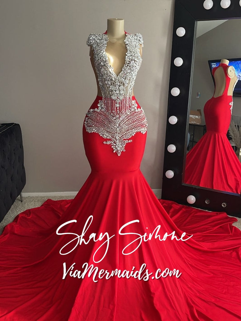 Crimson Red & Silver Dress Crimson Red & Silver Dress