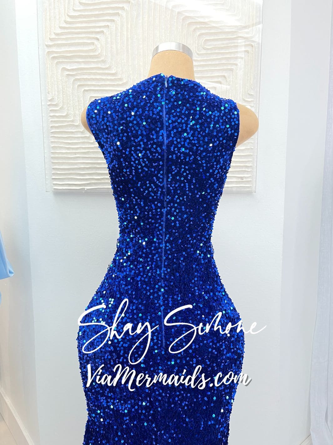 KHYLA - Royal Blue Rhinestone Stretch Sequin Dress