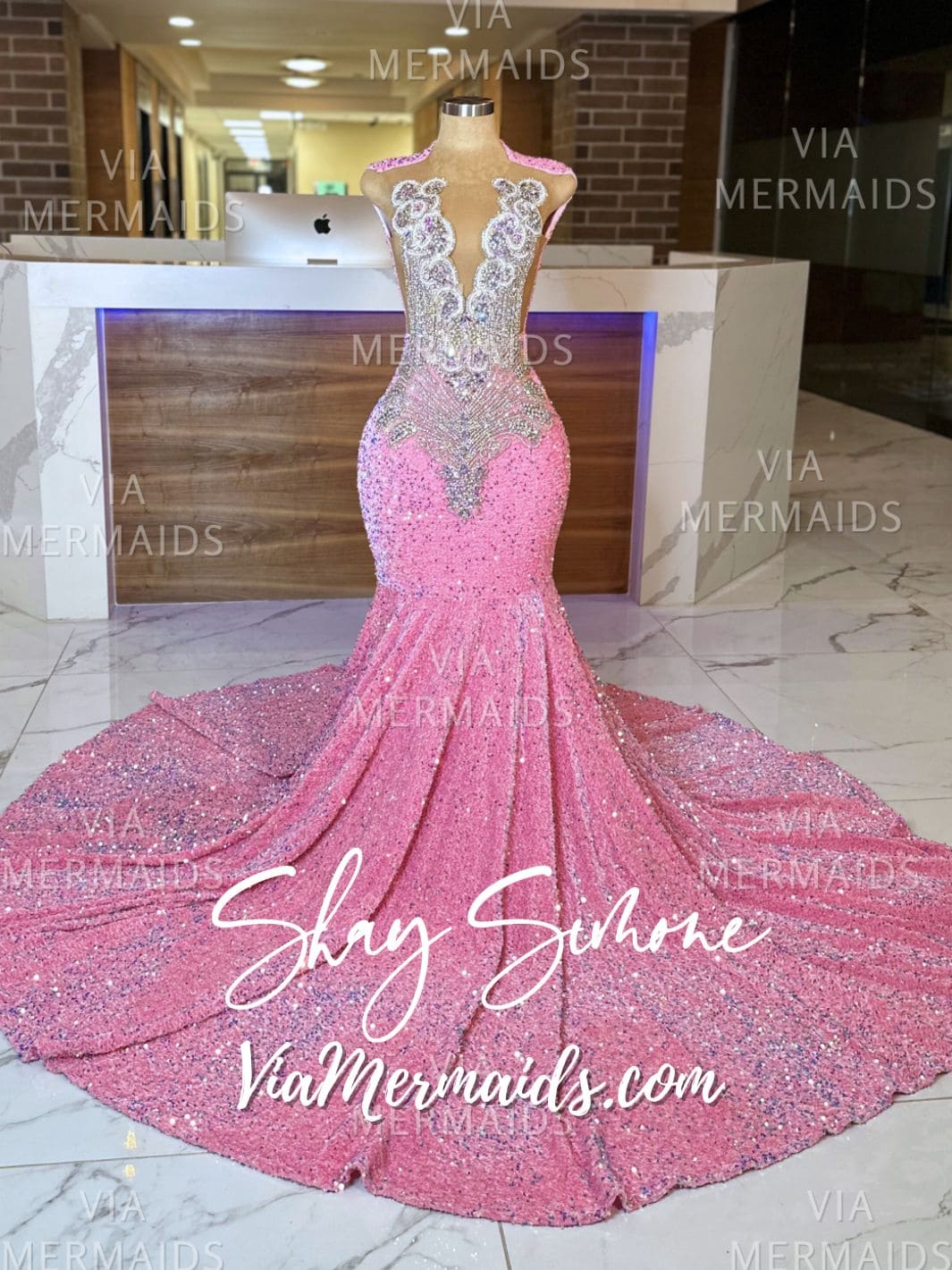 Micah Sequin Prom Dress with Rhinestones