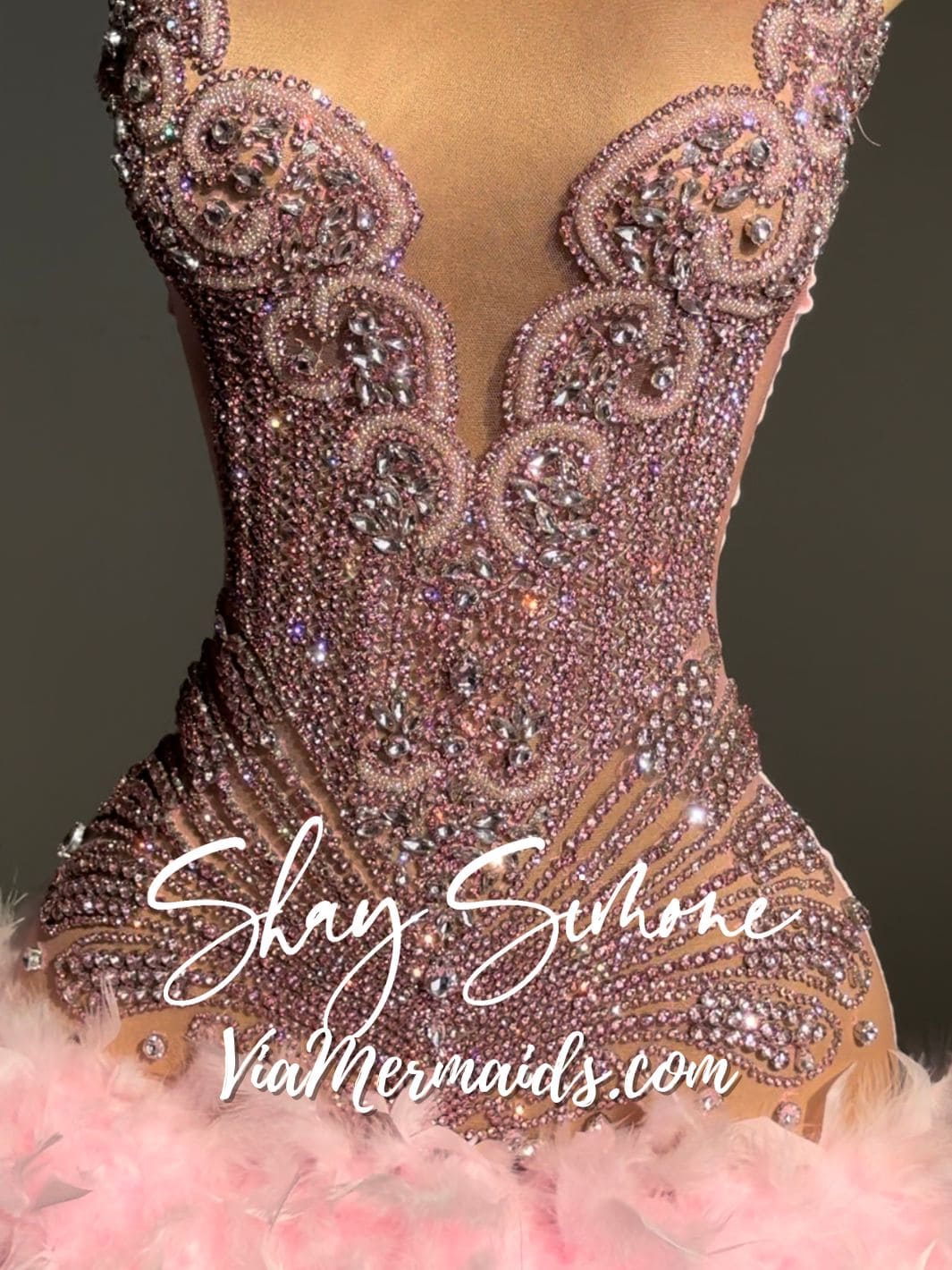 Sitting Pretty Princess - Custom Rhinestone Dress with Feathers