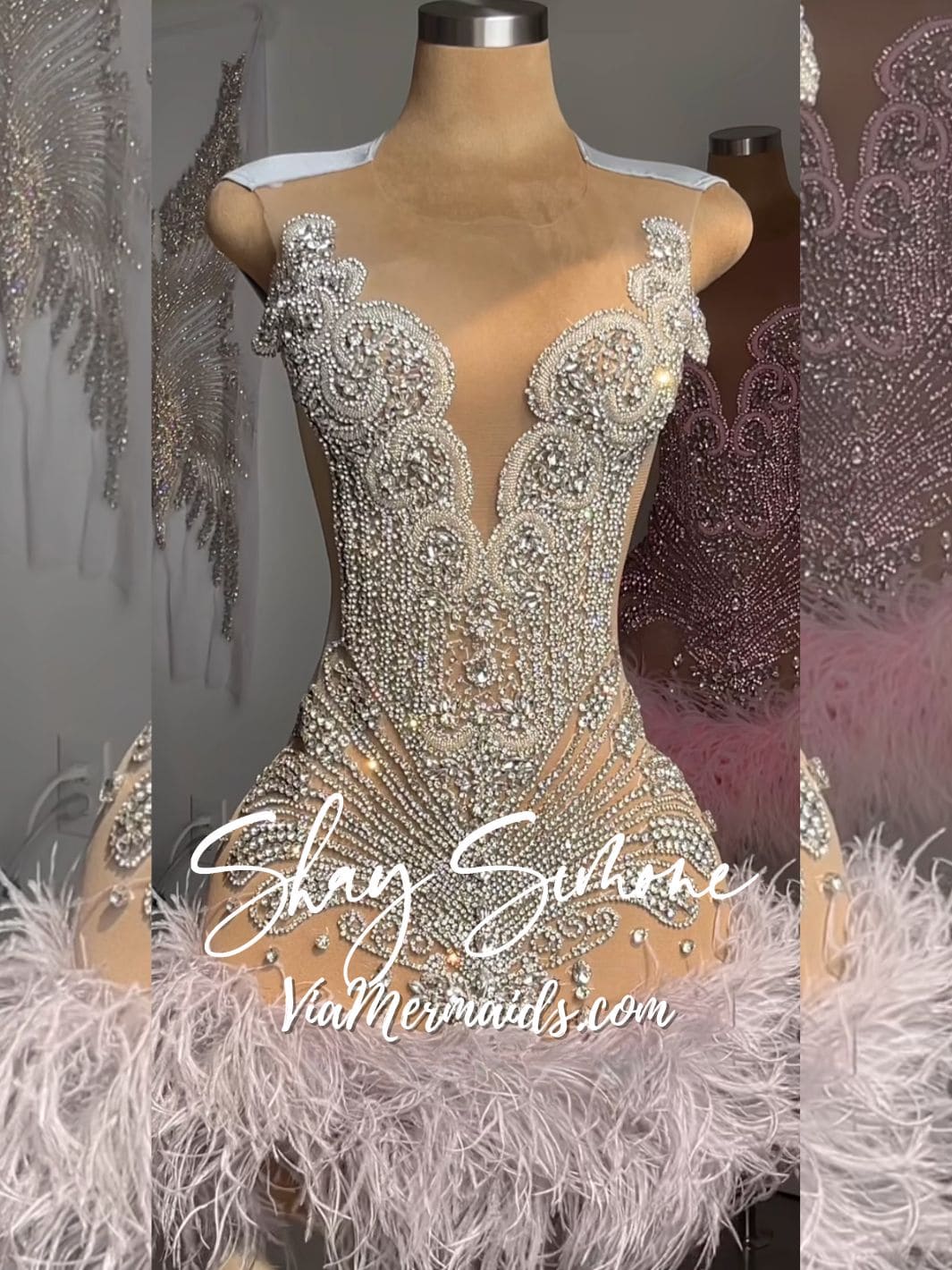 The Girl They LOVE TO HATE Custom Rhinestone Dress with Feathers