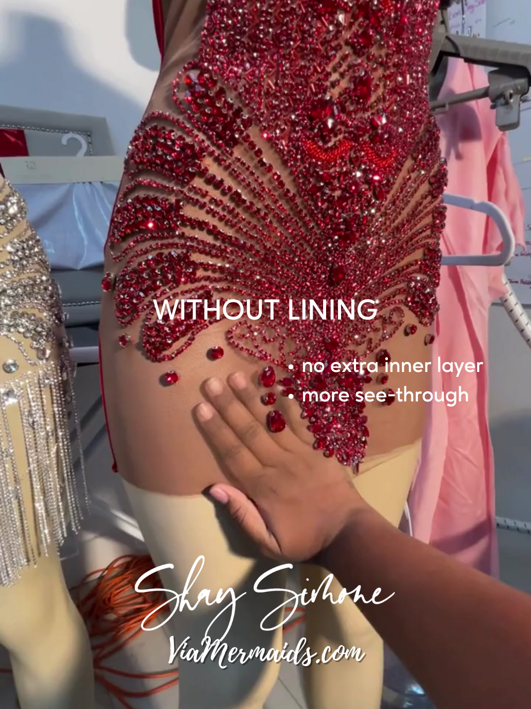 The Tiani Crystal Sheer Dress with Chandelier Crystals