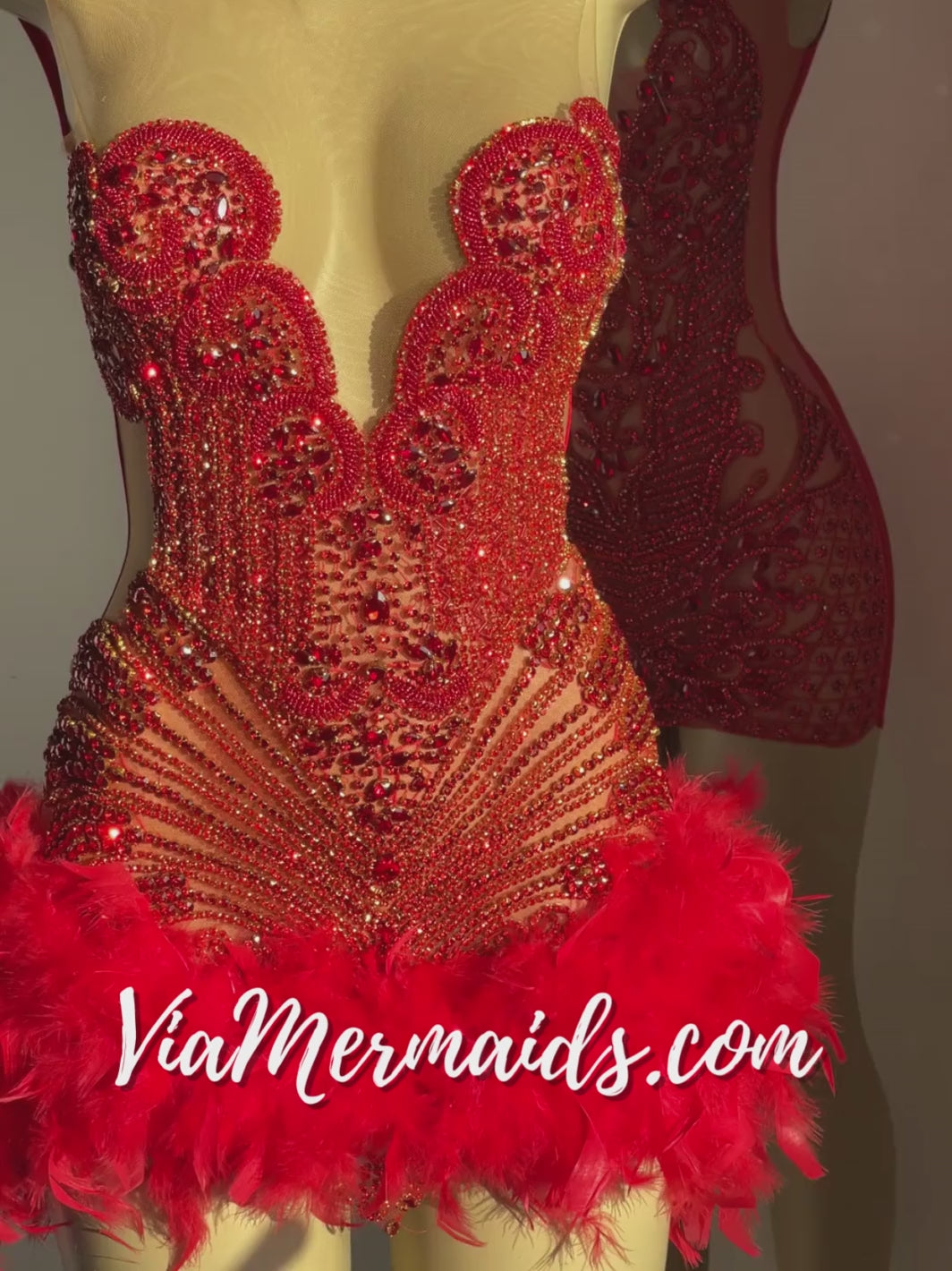 Sitting Pretty Princess - Custom Rhinestone Dress with Feathers