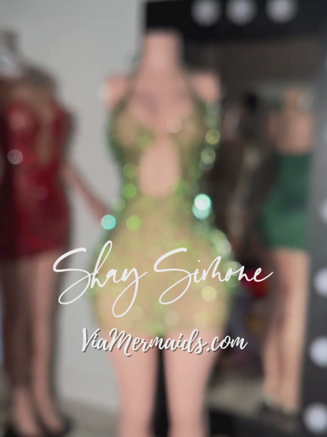 The Tiani Crystal Sheer Dress with Chandelier Crystals