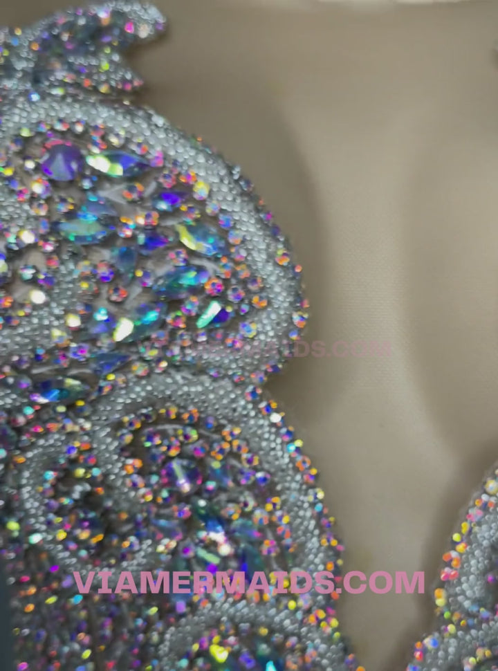 Rumi Iridescent Rhinestone Party Dress