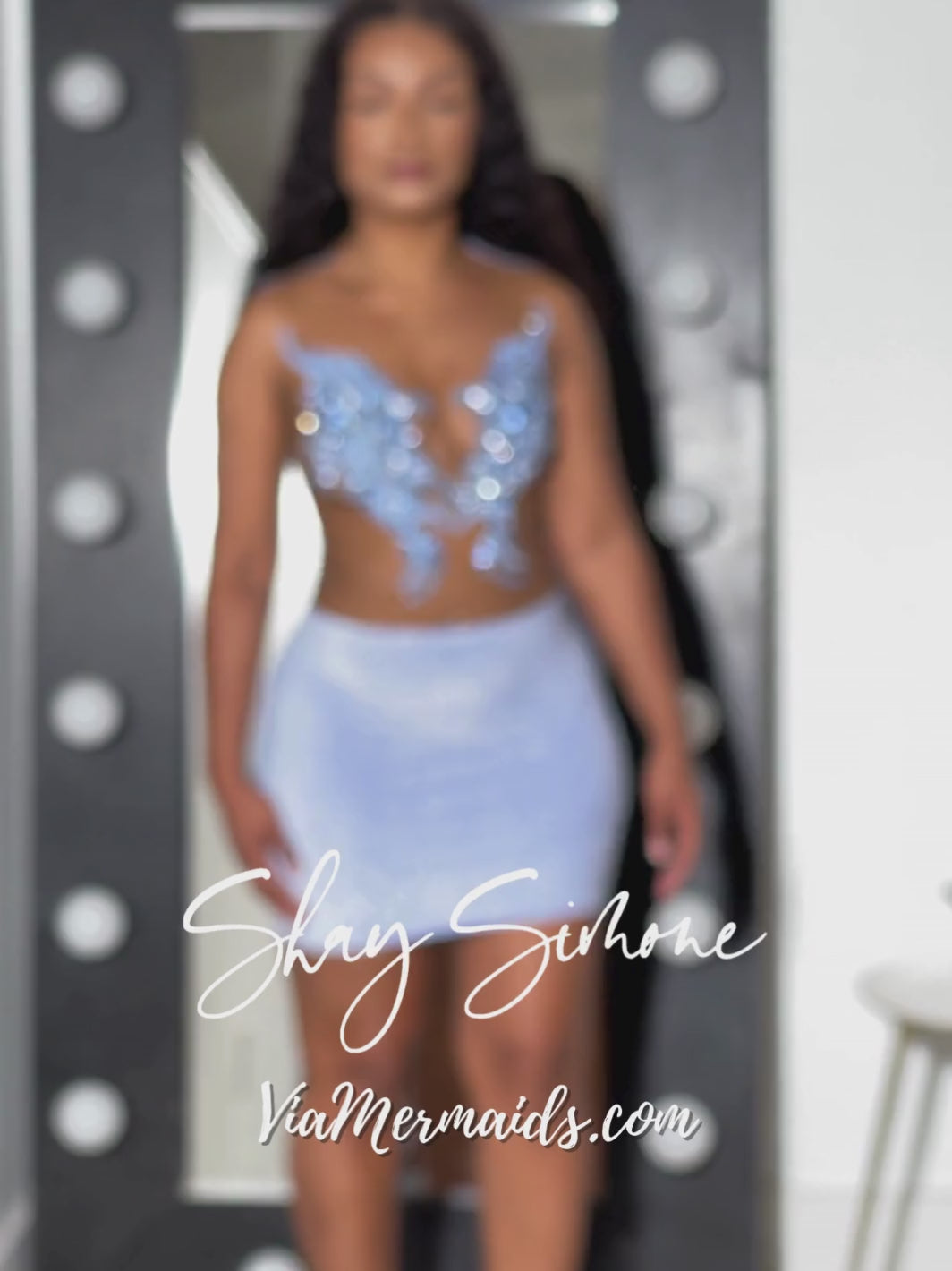 Desi Light Blue Glitter Rhinestones Dress Pre-order