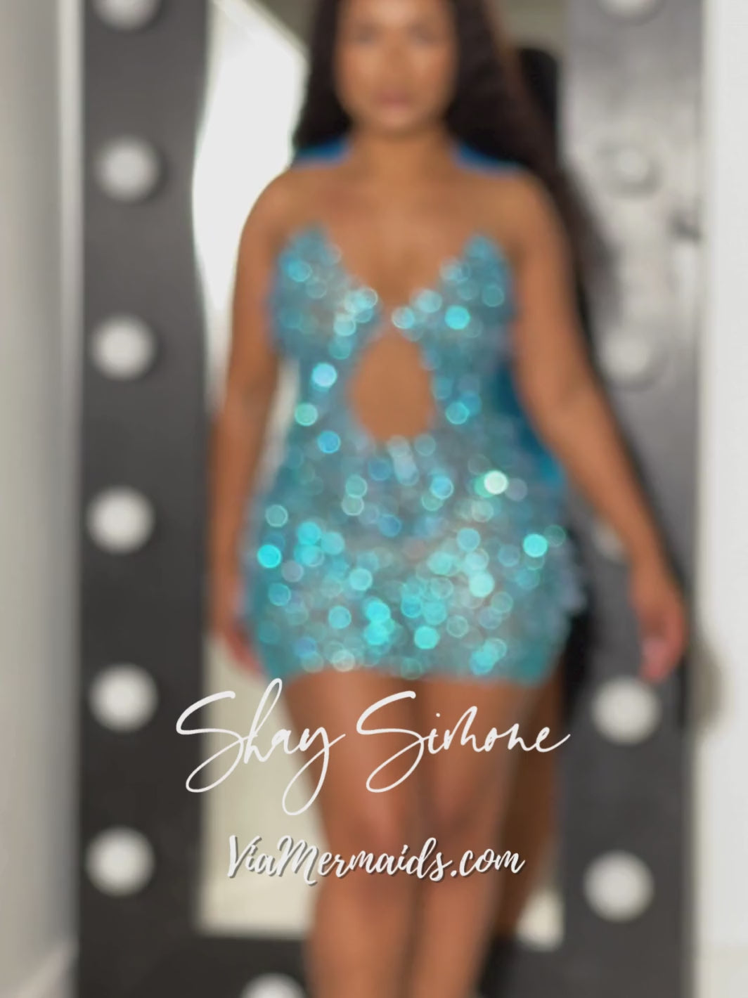 The Tiani Crystal Sheer Dress with Chandelier Crystals