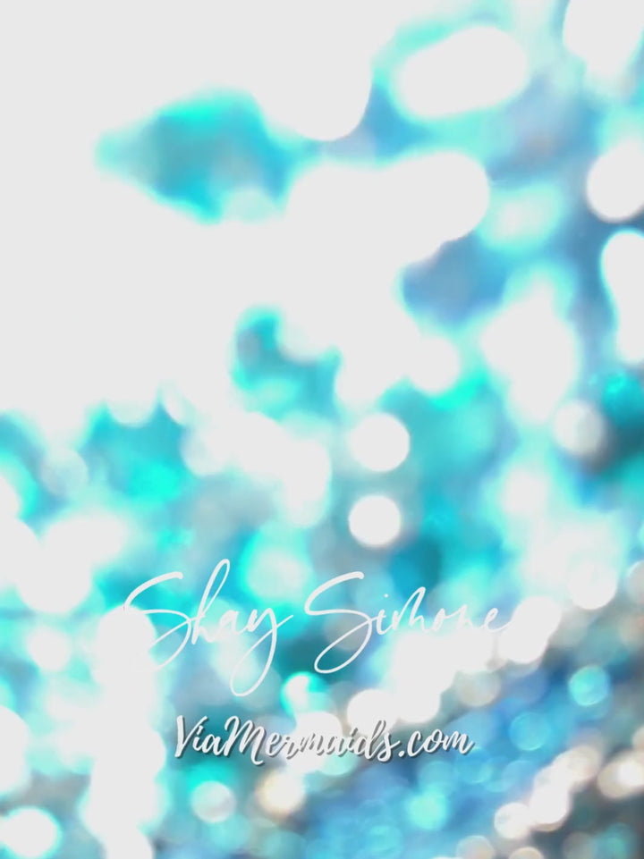 Mere Turquoise Blue Glitter Rhinestones Dress with Fringe