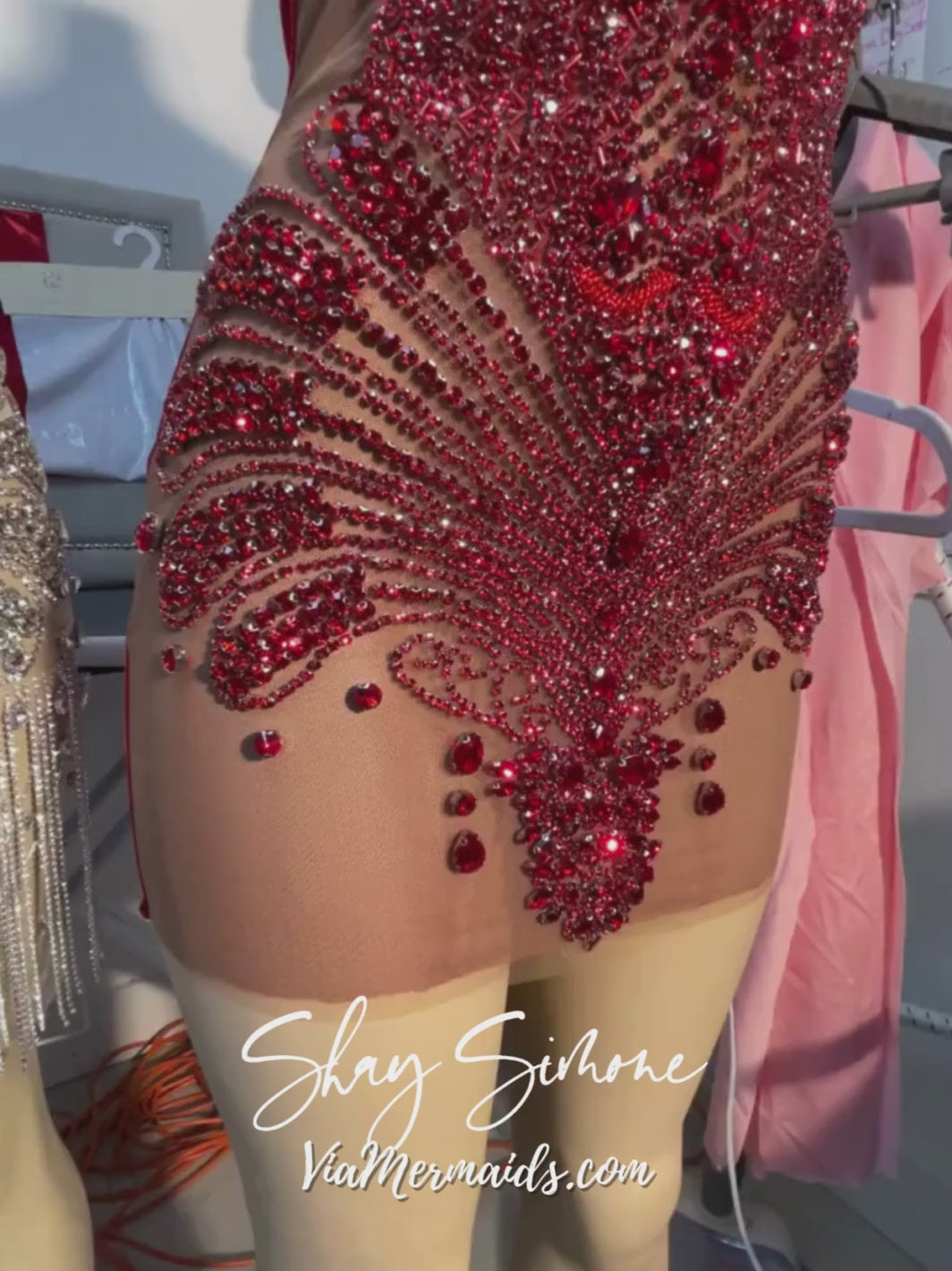 The Tiani Crystal Sheer Dress with Chandelier Crystals