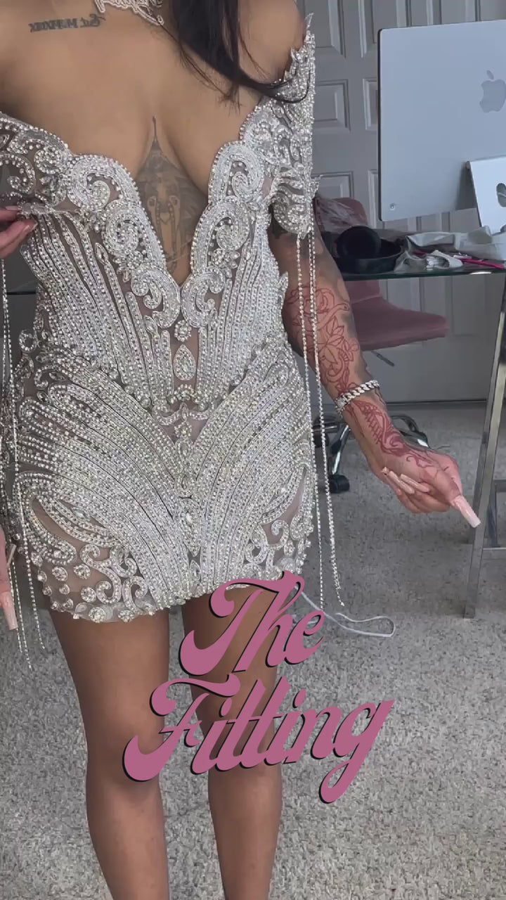 Molly Silver Rhinestone Dress