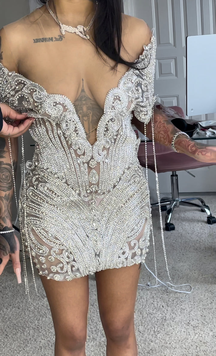 Molly Silver Rhinestone Dress